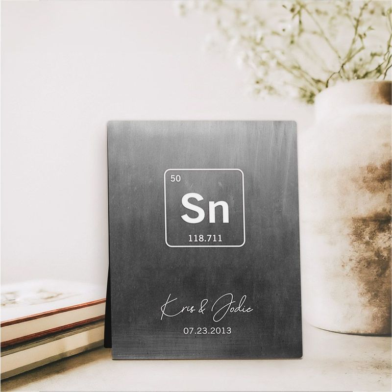 #1 Best Seller - Tin Periodic Table Element 10th Anniversary Desktop Plaque Gift for Couple D-1915