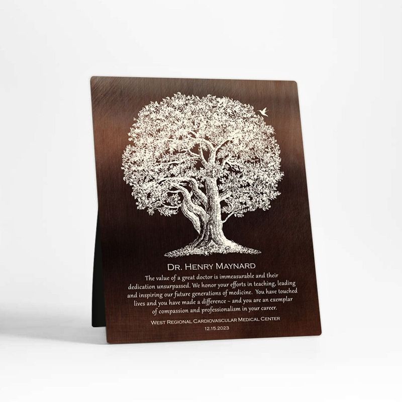 #1 Best Seller - Bronze Oak Tree Retirement Desktop Plaque Gift for Doctor D-1865