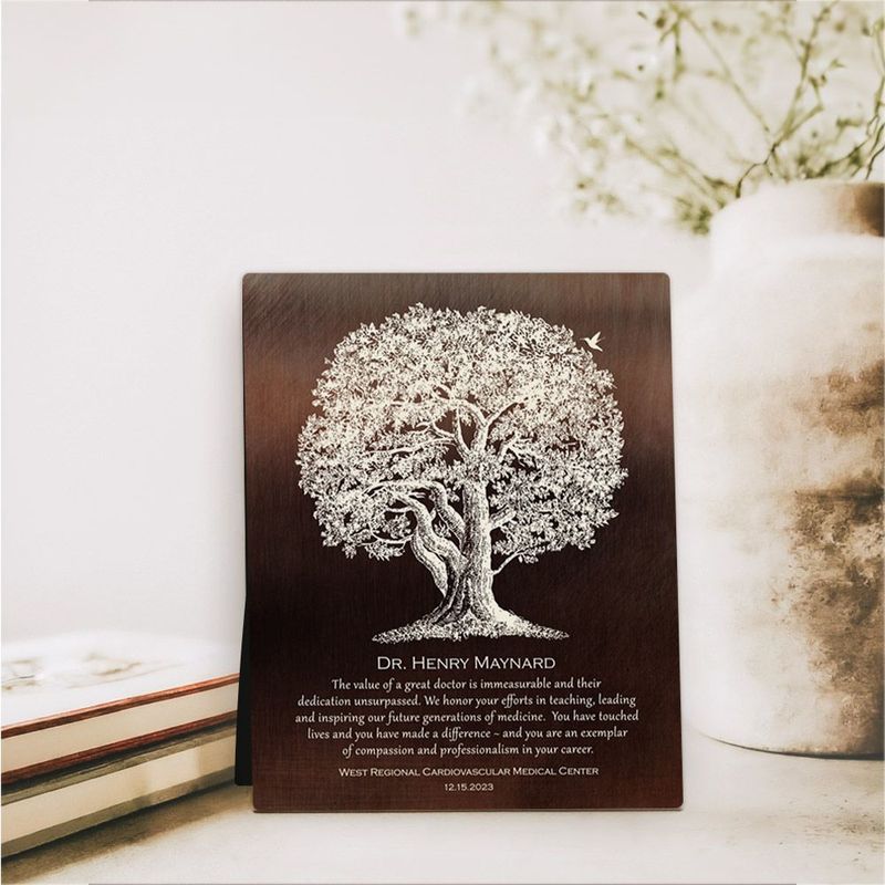 #1 Best Seller - Bronze Oak Tree Retirement Desktop Plaque Gift for Doctor D-1865