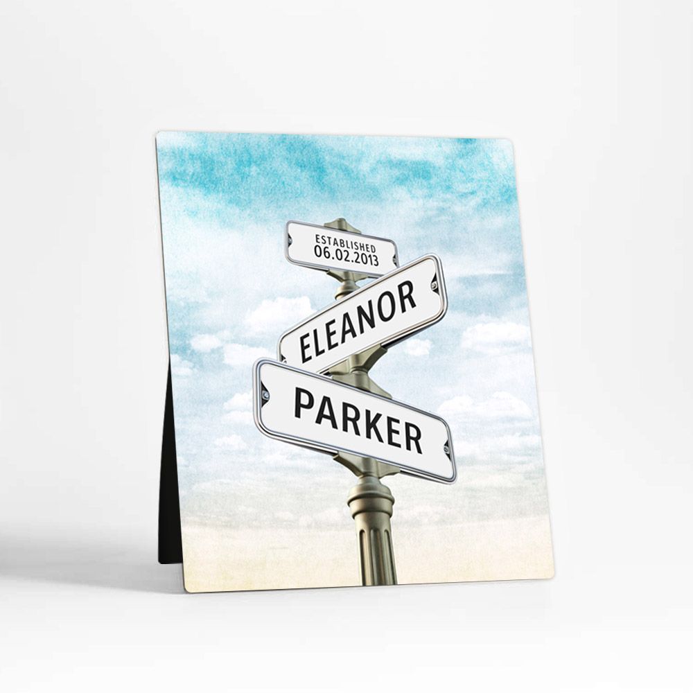 Crossroads Signpost 2nd Anniversary Desktop Plaque Gift for Couple D-1935