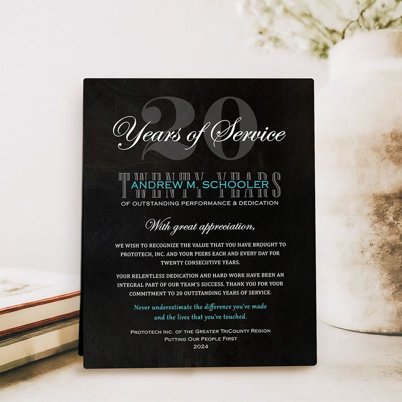 #1 Best Seller - Tin 20 Years of Service Employee Appreciation Desktop Plaque Gift for Employee D-2109
