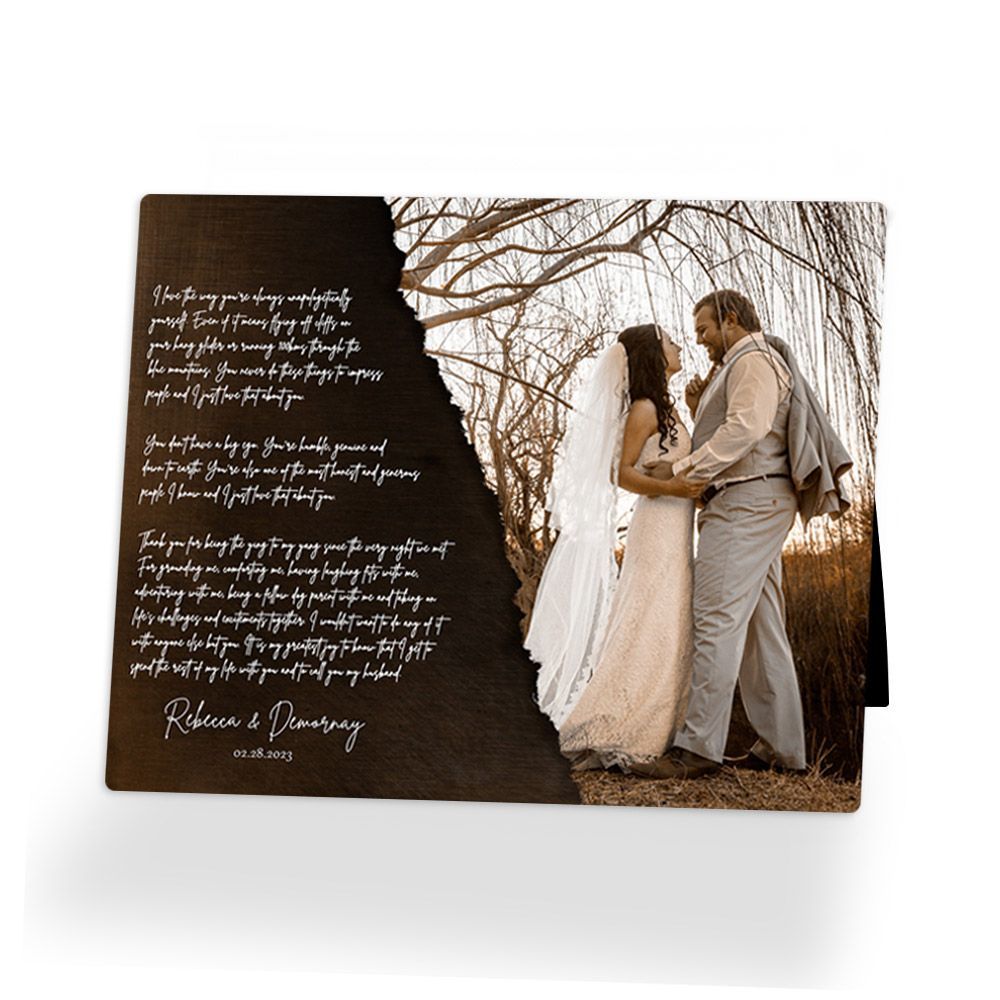 Bronze Wedding Photo and Vows 8th Anniversary Desktop Plaque Gift for Couple D-2156