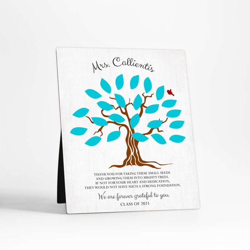 Names in Leaves Teacher Appreciation Desktop Plaque Gift for Educator D-1795