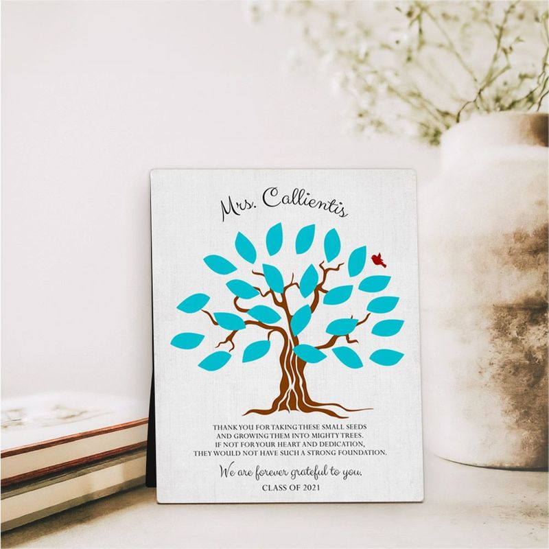 Names in Leaves Teacher Appreciation Desktop Plaque Gift for Educator D-1795