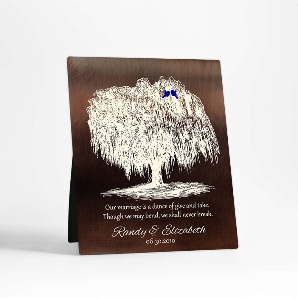 #1 Best Seller - Bronze Vintage Willow 9th Anniversary Desktop Plaque Gift for Couple D-1380