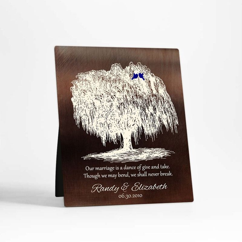 #1 Best Seller - Bronze Vintage Willow 9th Anniversary Desktop Plaque Gift for Couple D-1380