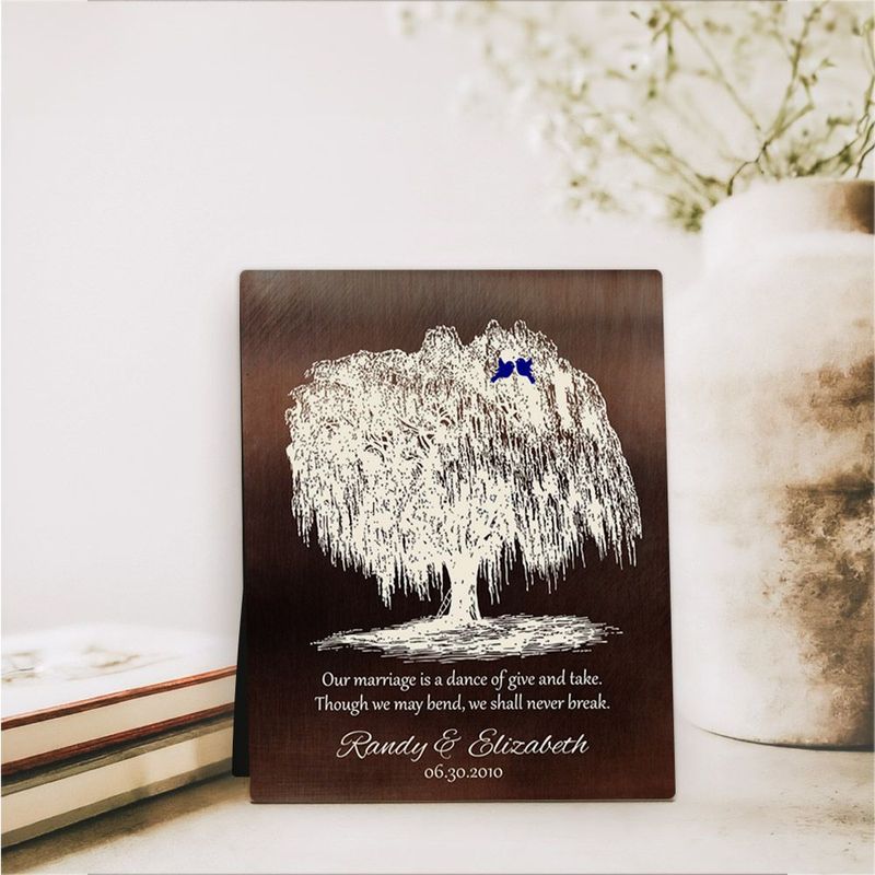 #1 Best Seller - Bronze Vintage Willow 9th Anniversary Desktop Plaque Gift for Couple D-1380