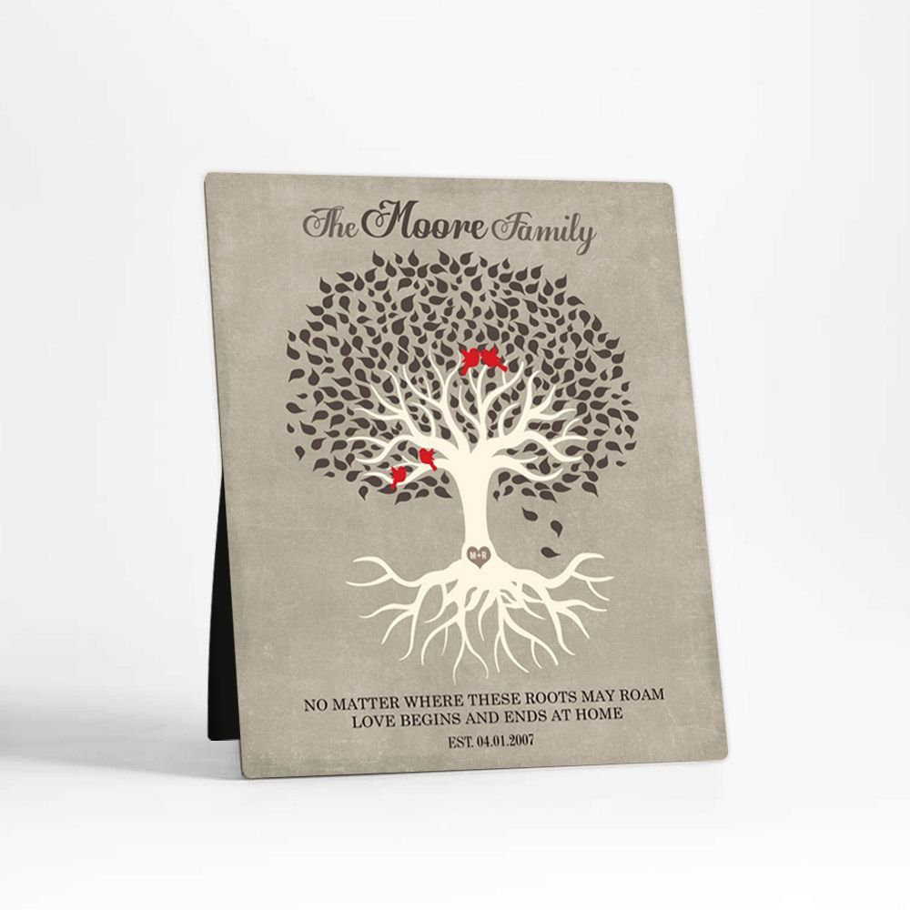 Tree with Roots Anniversary Desktop Plaque Gift for Couple D-1341