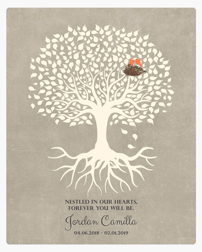 Beige White Tree with Roots Memorial Wall Plaque Gift for Bereaved Parents LTC-1197