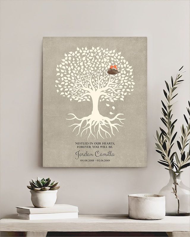 Beige White Tree with Roots Memorial Wall Plaque Gift for Bereaved Parents LTC-1197