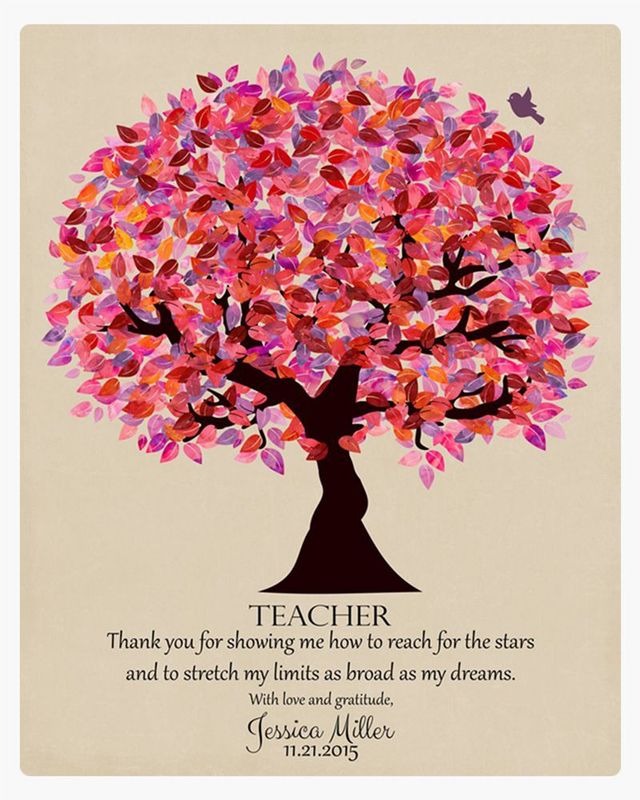 Pink Canopy Tree Teacher Appreciation Wall Plaque Gift for Educator LTC-1173