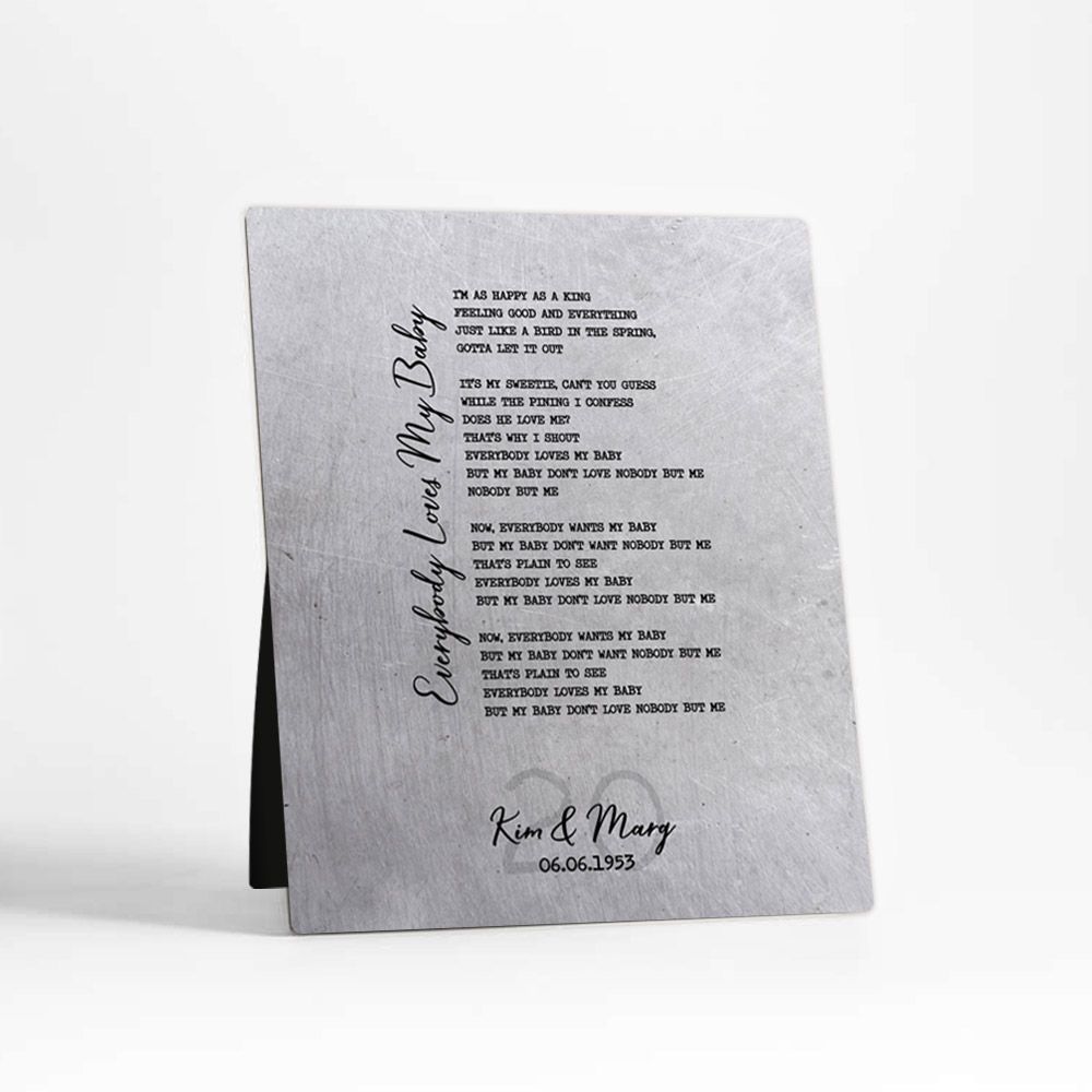 Platinum Our Song Lyrics 20th Anniversary Desktop Plaque Gift for Couple D-1924