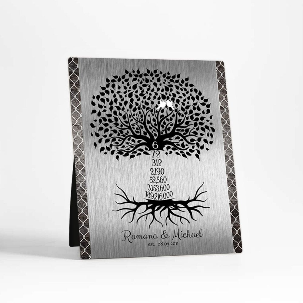 #1 Best Seller - Iron Countdown Tree 6th Anniversary Desktop Plaque Gift for Couple D-1435