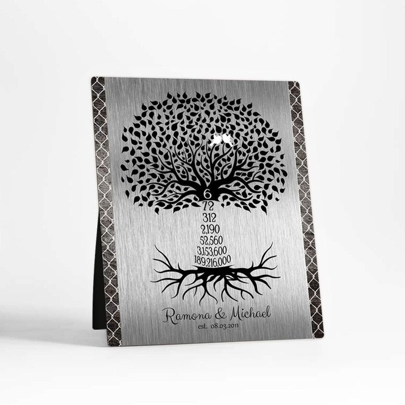 #1 Best Seller - Iron Countdown Tree 6th Anniversary Desktop Plaque Gift for Couple D-1435