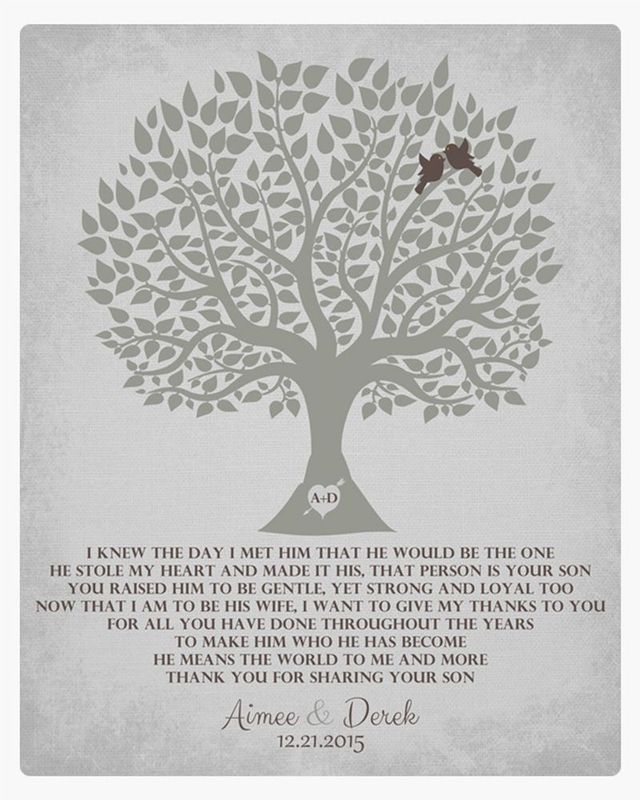 Gray Tree Silhouette Wedding Wall Plaque Gift for Mother Of The Groom LTC-1120