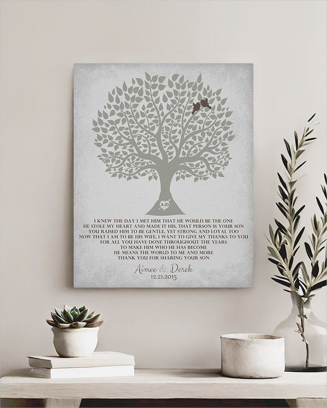 Gray Tree Silhouette Wedding Wall Plaque Gift for Mother Of The Groom LTC-1120