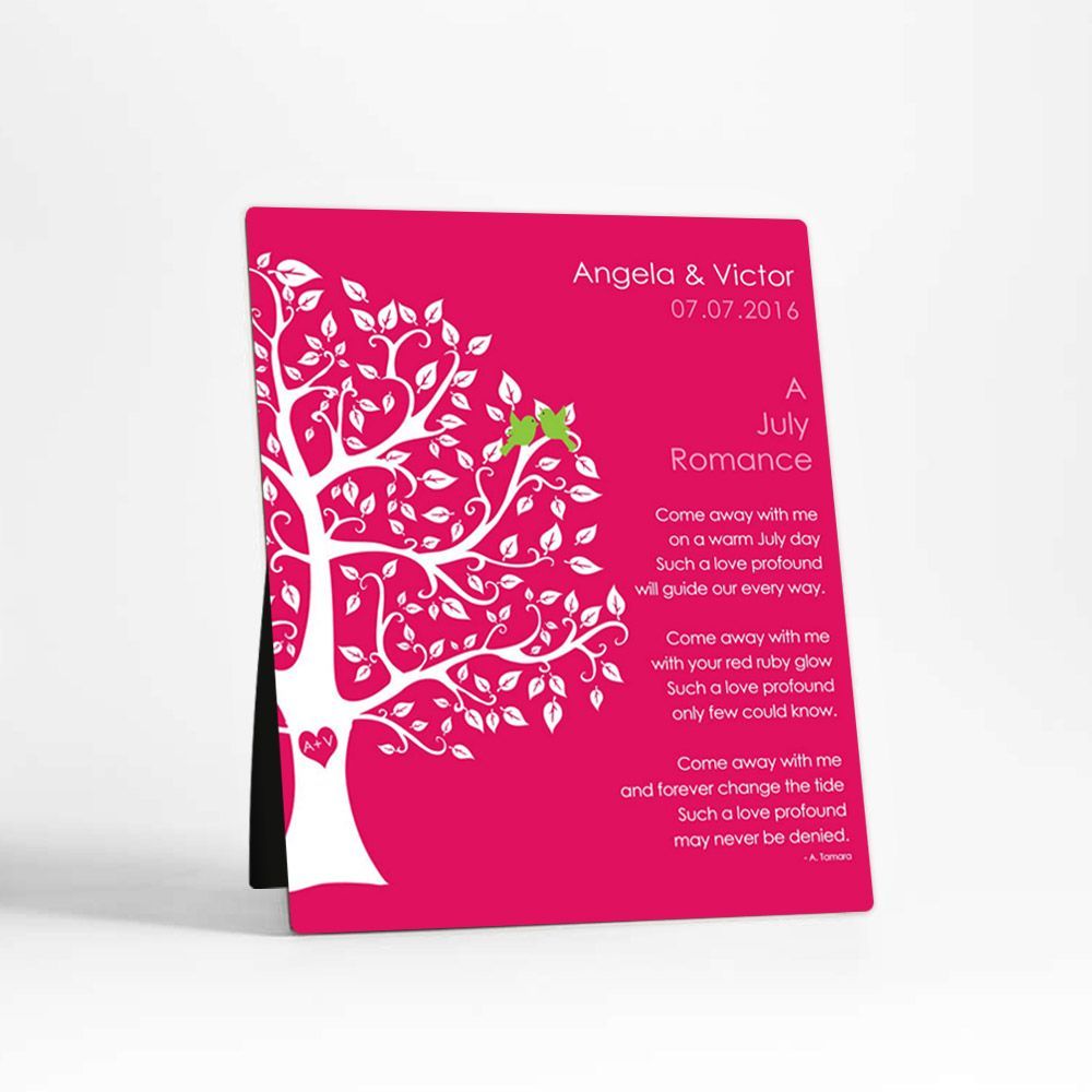 White Curly Tree Engagement Desktop Plaque Gift for Couple D-1707