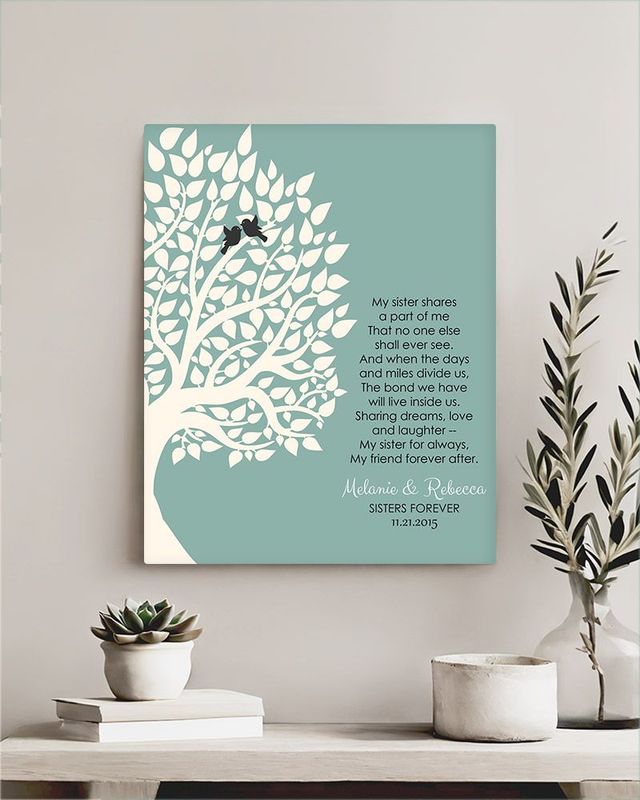 #1 Best Seller - Half Tree Sister Poem Wedding Wall Plaque Gift for Sister LTC-1145