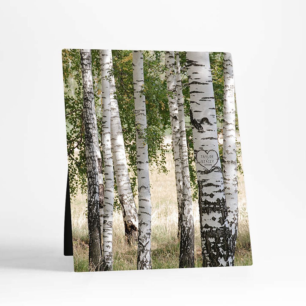 #1 Best Seller - Birch Forest Names in Tree Anniversary Desktop Plaque Gift for Couple D-2175