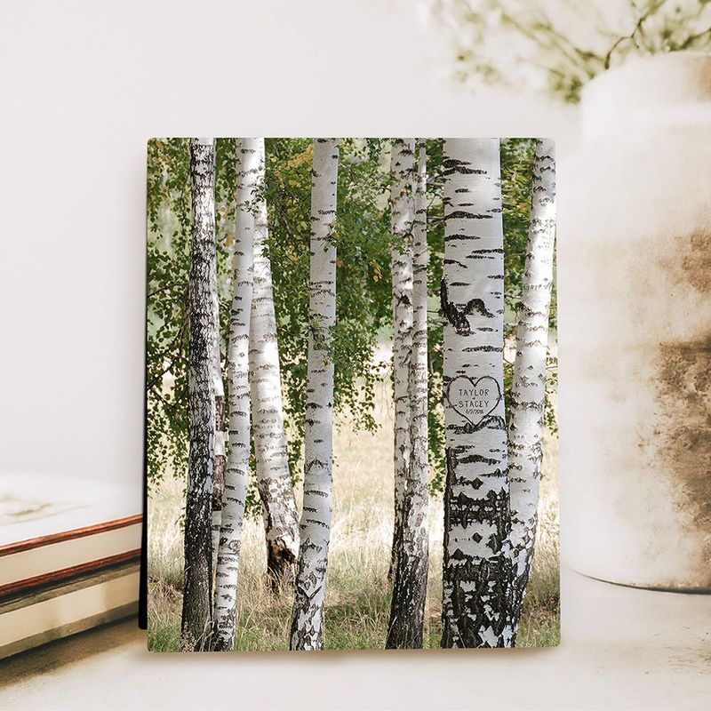#1 Best Seller - Birch Forest Names in Tree Anniversary Desktop Plaque Gift for Couple D-2175