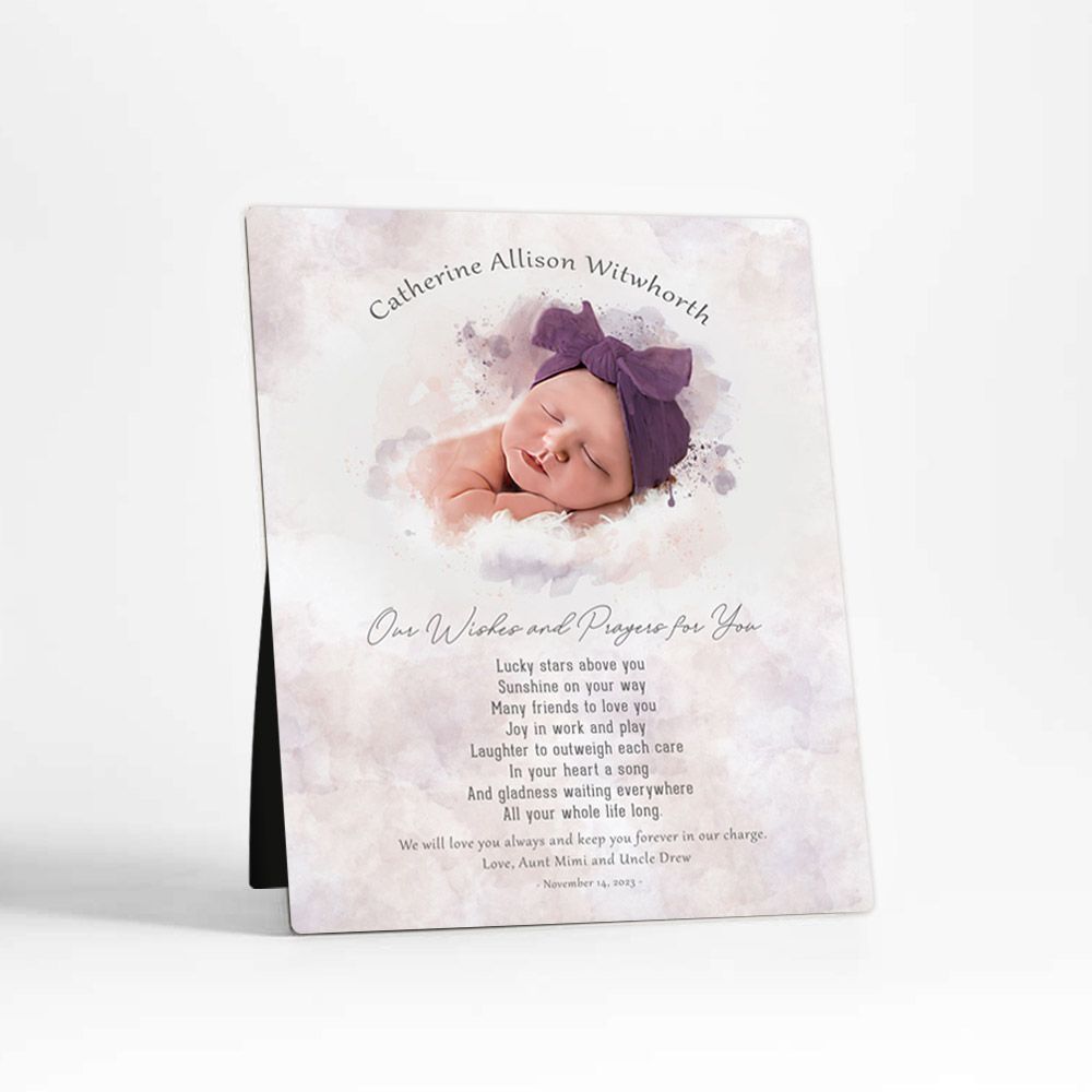 Cotton Watercolor Portrait Faith Milestone Desktop Plaque Gift for Child D-1852