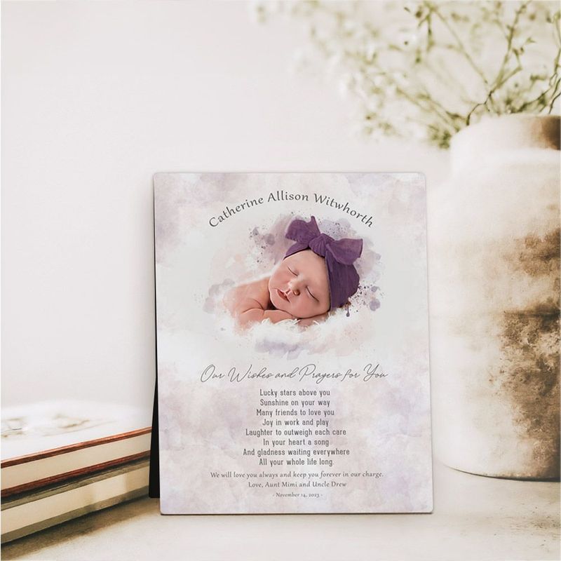 Cotton Watercolor Portrait Faith Milestone Desktop Plaque Gift for Child D-1852