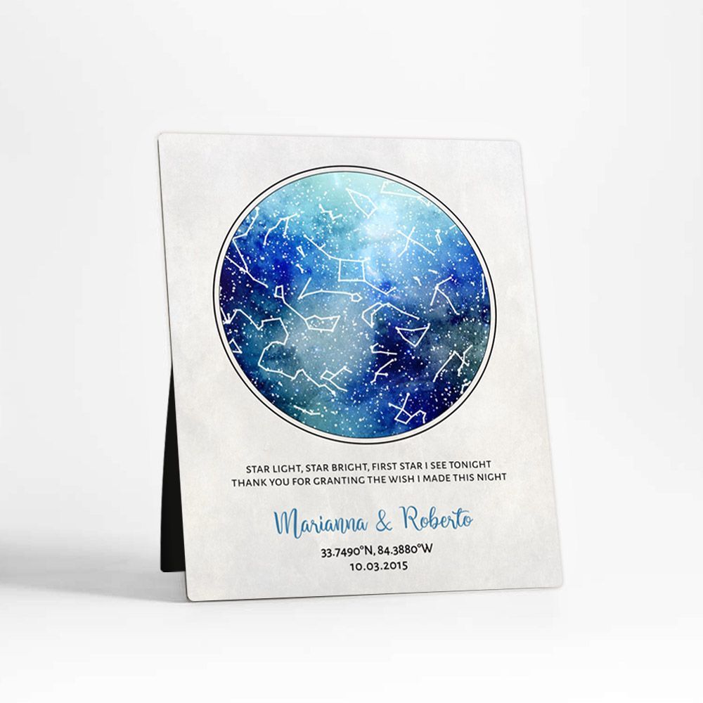 Star Map 10th Anniversary Desktop Plaque Gift for Couple D-1750