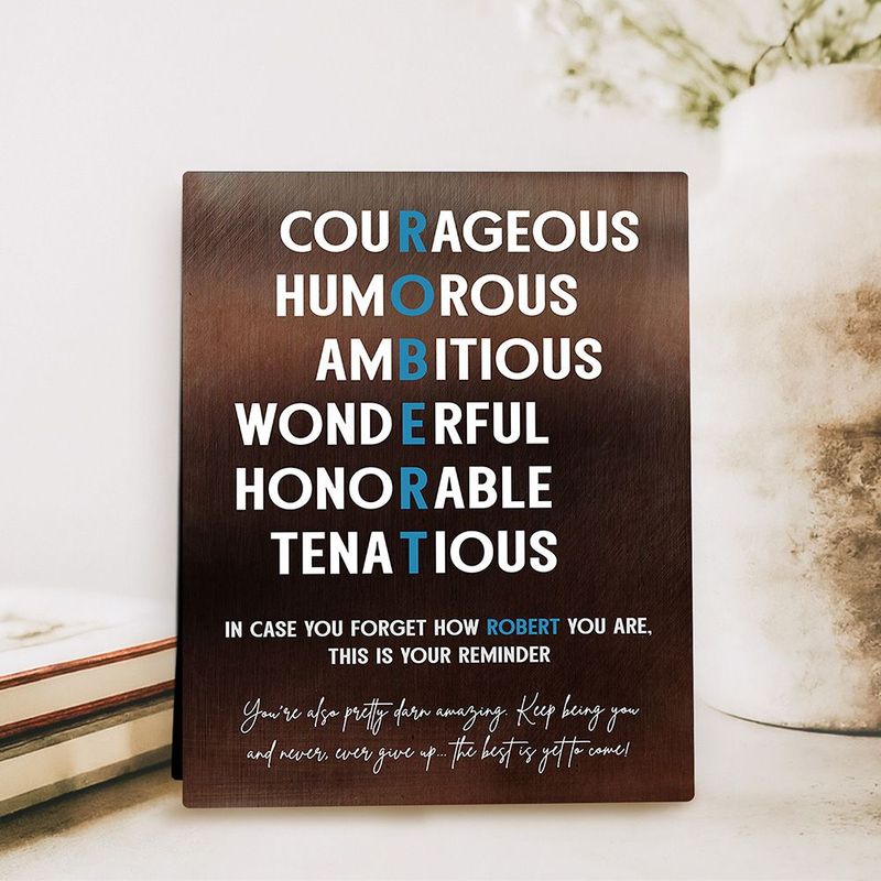 Bronze First Name Admirable Character Traits Birthday Desktop Plaque Gift for Family D-2164