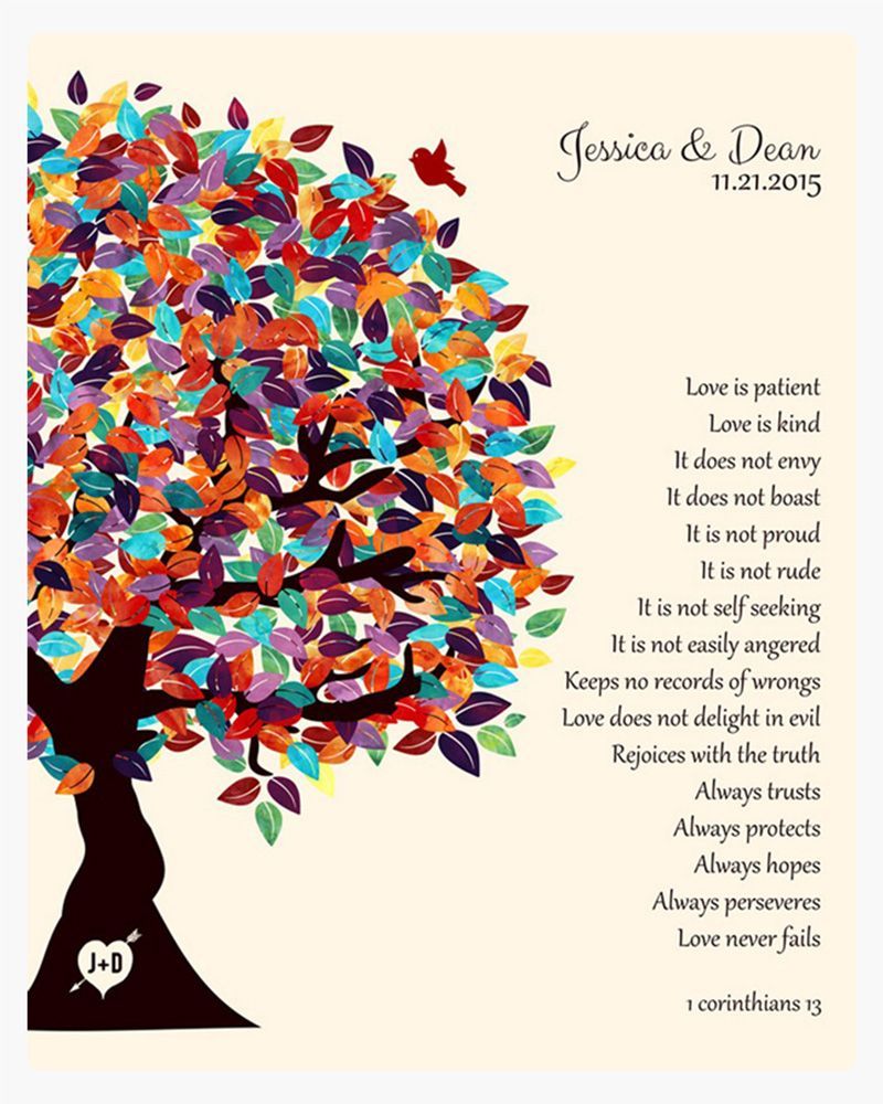 Multicolor Half Spring Tree 10th Anniversary Wall Plaque Gift for Couple LTC-1286