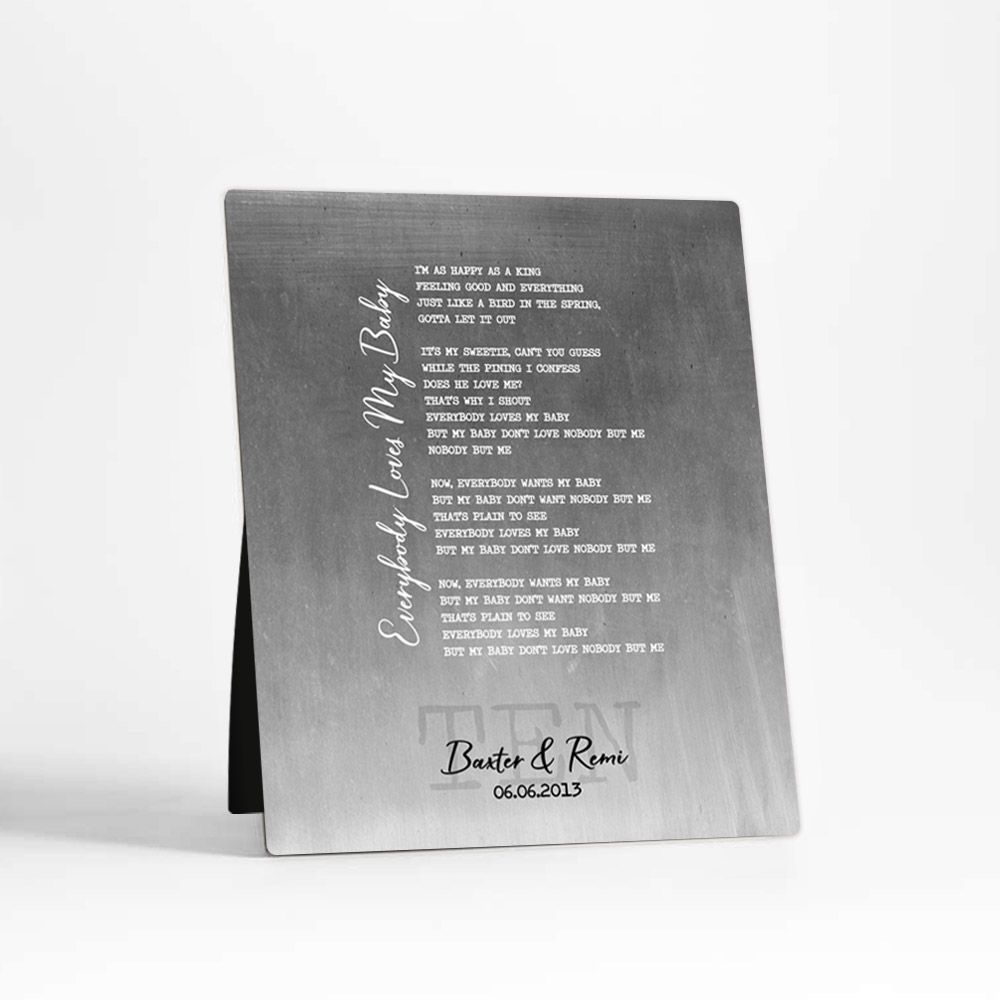 Tin Our Song Lyrics 10th Anniversary Desktop Plaque Gift for Couple D-1925