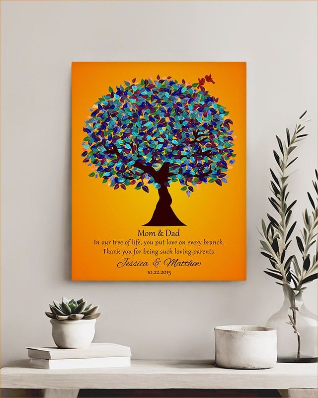 Blue Peacock Tree Family Appreciation Wall Plaque Gift for Parents LTC-1186