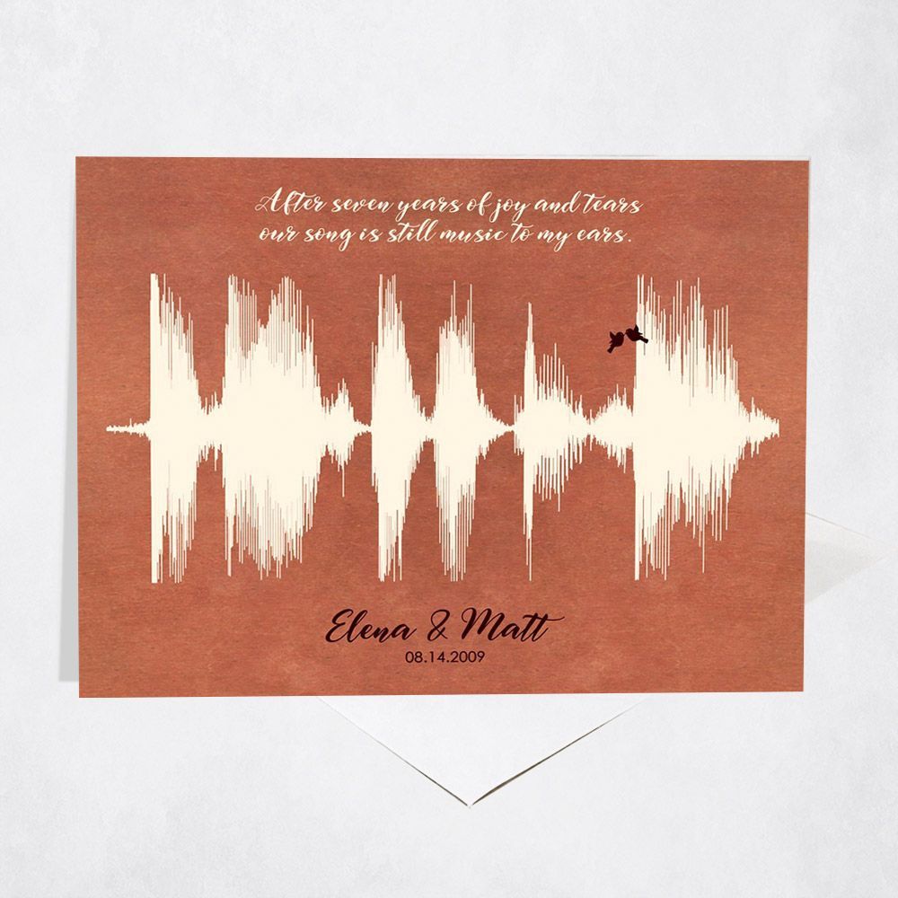 Copper Soundwave 7th Anniversary Card Gift for Couple C-1778
