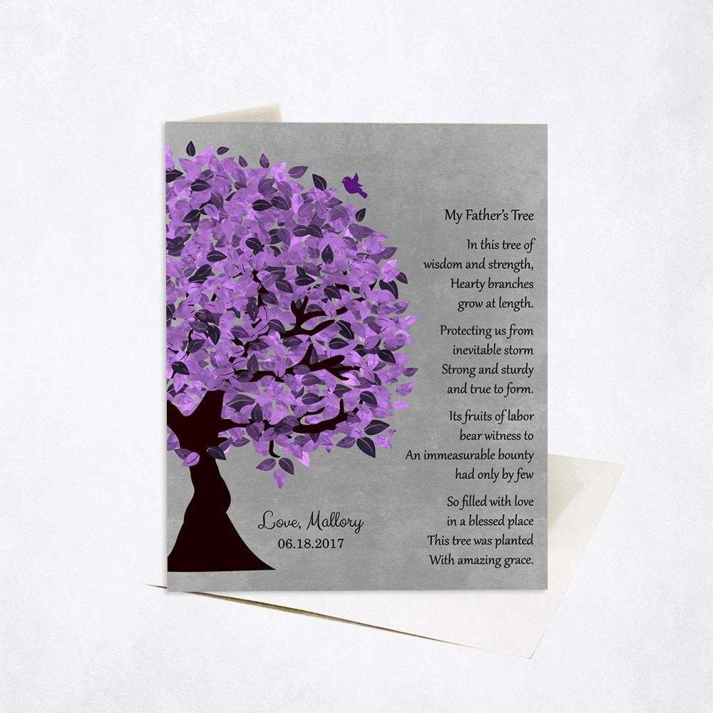 Side Purple Tree Family Stationery Card For Dad C-1482