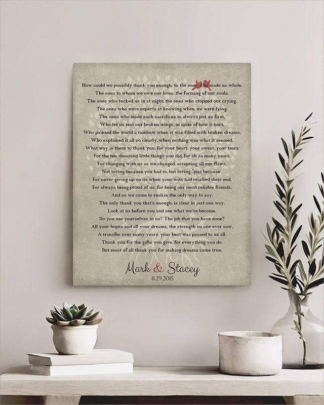 #1 Best Seller - Thank You Poem Wedding Wall Plaque Gift for Parents LTC-1135