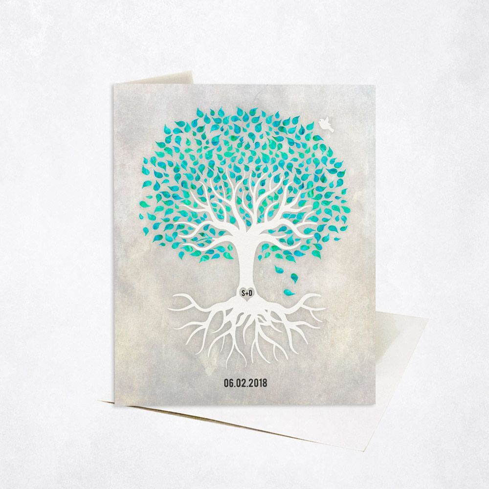 White Canopy Tree Anniversary Card Gift for Couple C-1536
