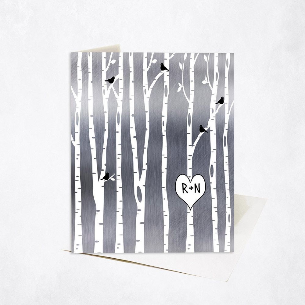 Tin Birch Tree Forest 10th Anniversary Card Gift for Couple C-1503