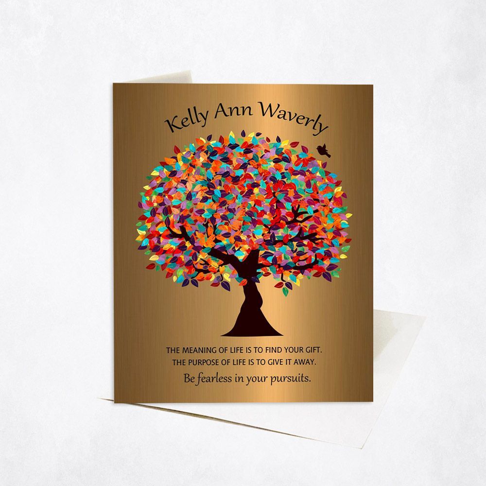 Brass Colorful Spring Tree Leadership Appreciation Card Gift for Mentee C-1496