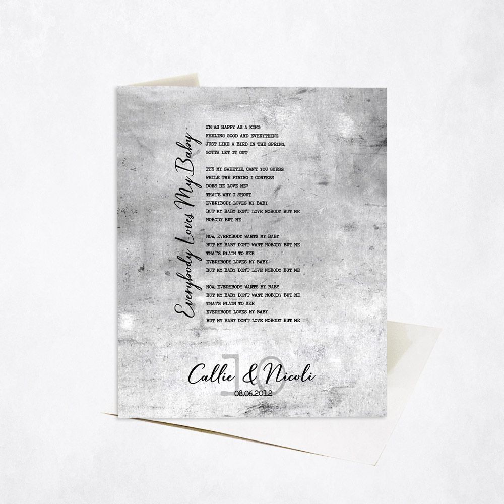 Tarnished Tin Our Song Lyrics 10th Anniversary Card Gift for Couple C-1906