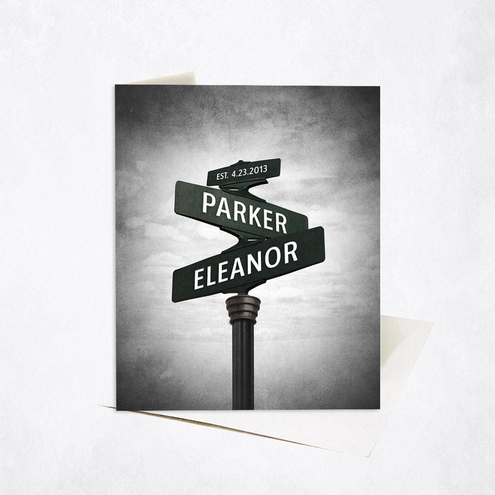 Crossroads Signpost 1st Anniversary Card Gift for Couple C-1931