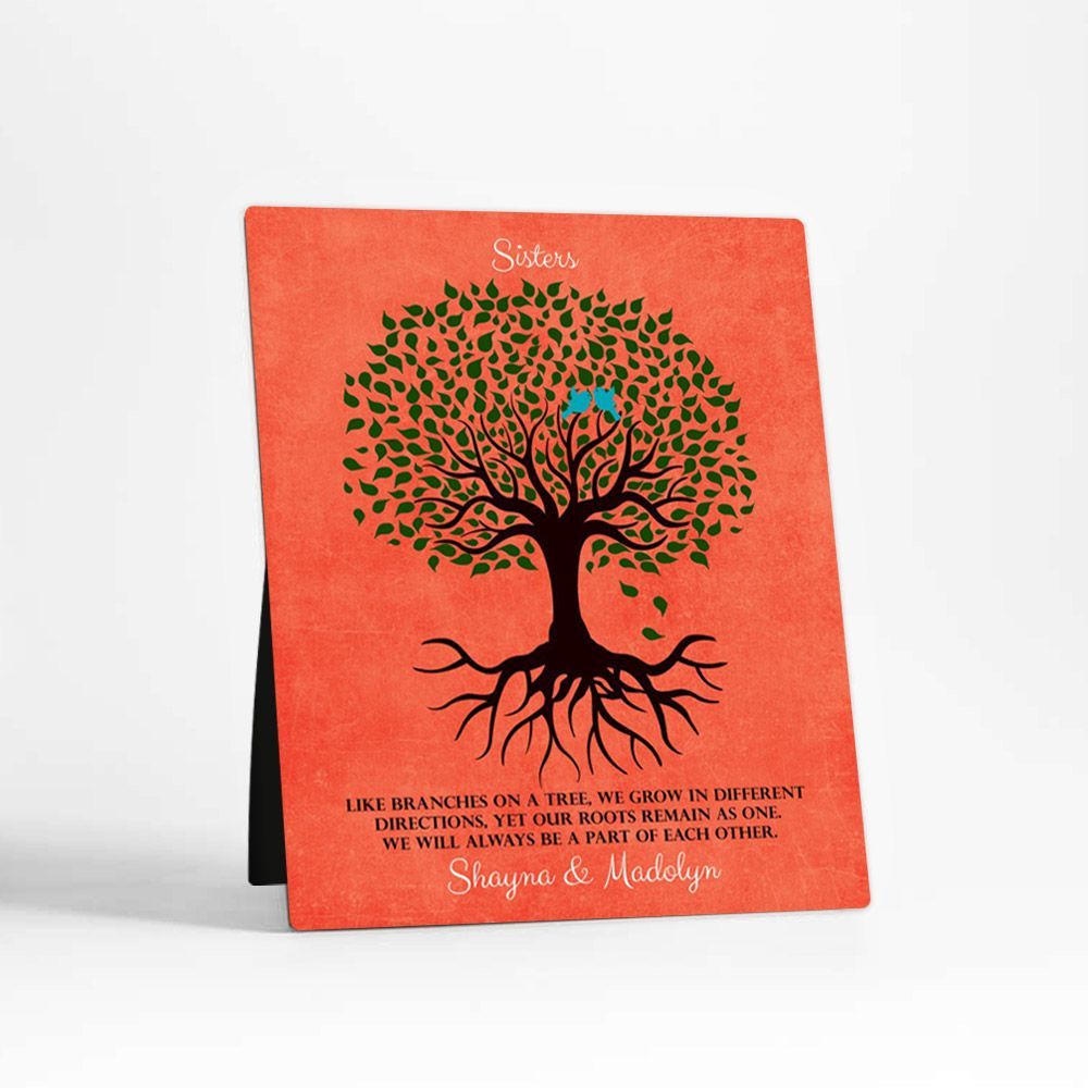 Tree with Roots Love Birds Wedding Desktop Plaque Gift for Sister D-1112