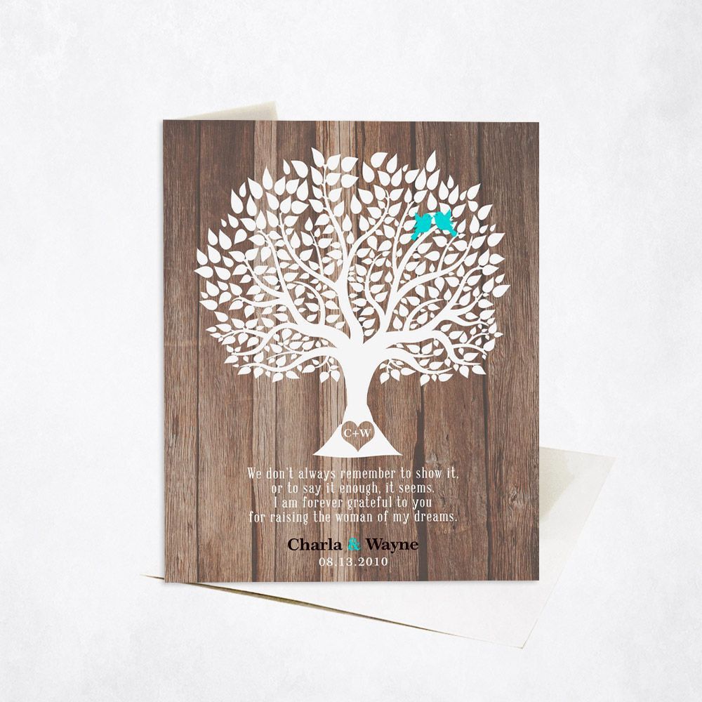 Wood Tree Silhouette Wedding Card Gift for Mother Of The Bride C-1732