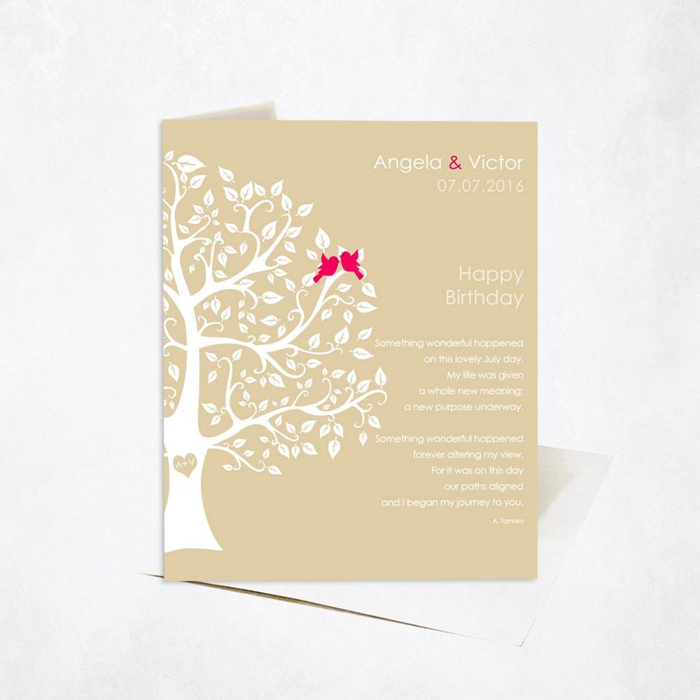 Half Curly Tree Spouse Birthday Card Gift for Spouse C-1719