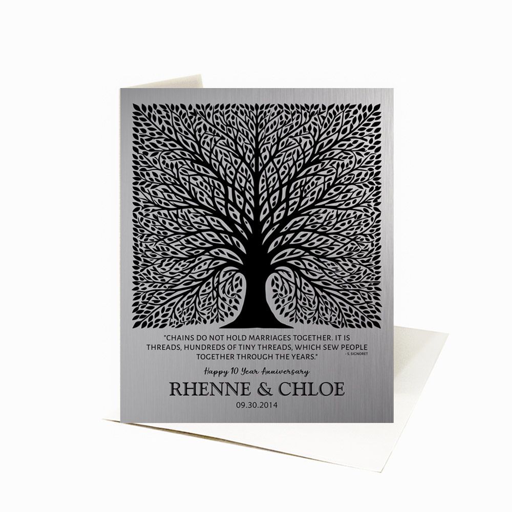 #1 Best Seller - Tin Elaborate Square Tree 10th Anniversary Card Gift for Couple C-1583