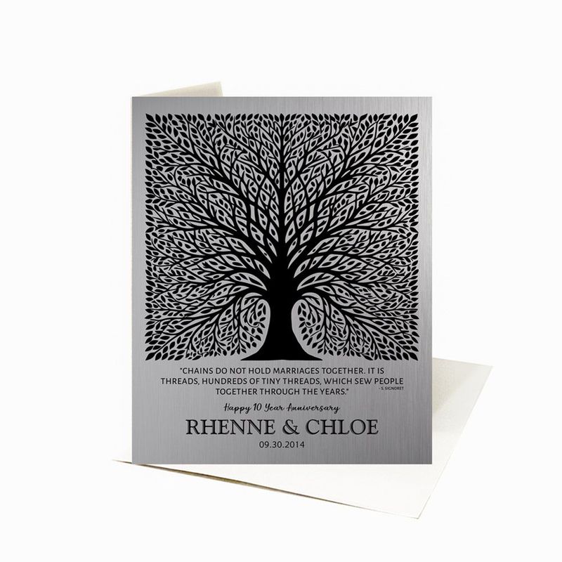 #1 Best Seller - Tin Elaborate Square Tree 10th Anniversary Card Gift for Couple C-1583