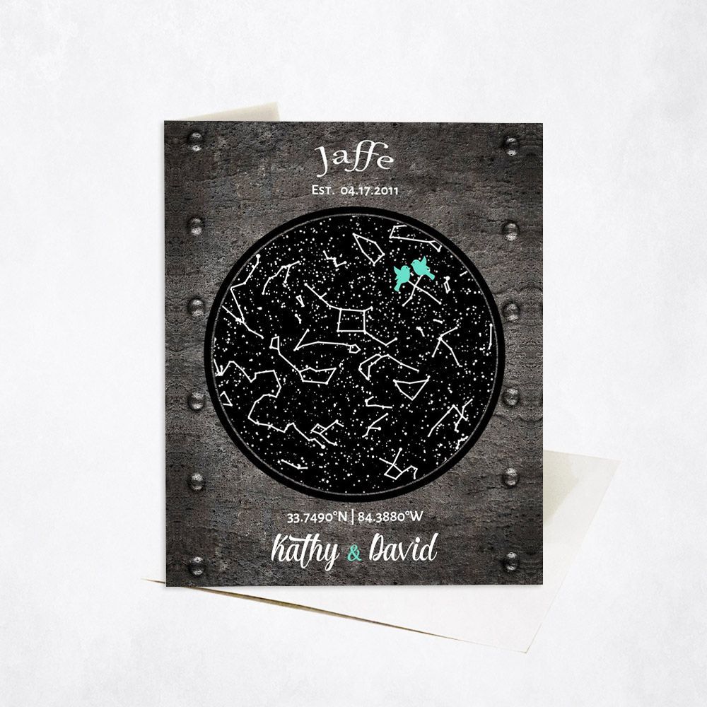 Iron Star Map 6th Anniversary Card Gift for Couple C-1744