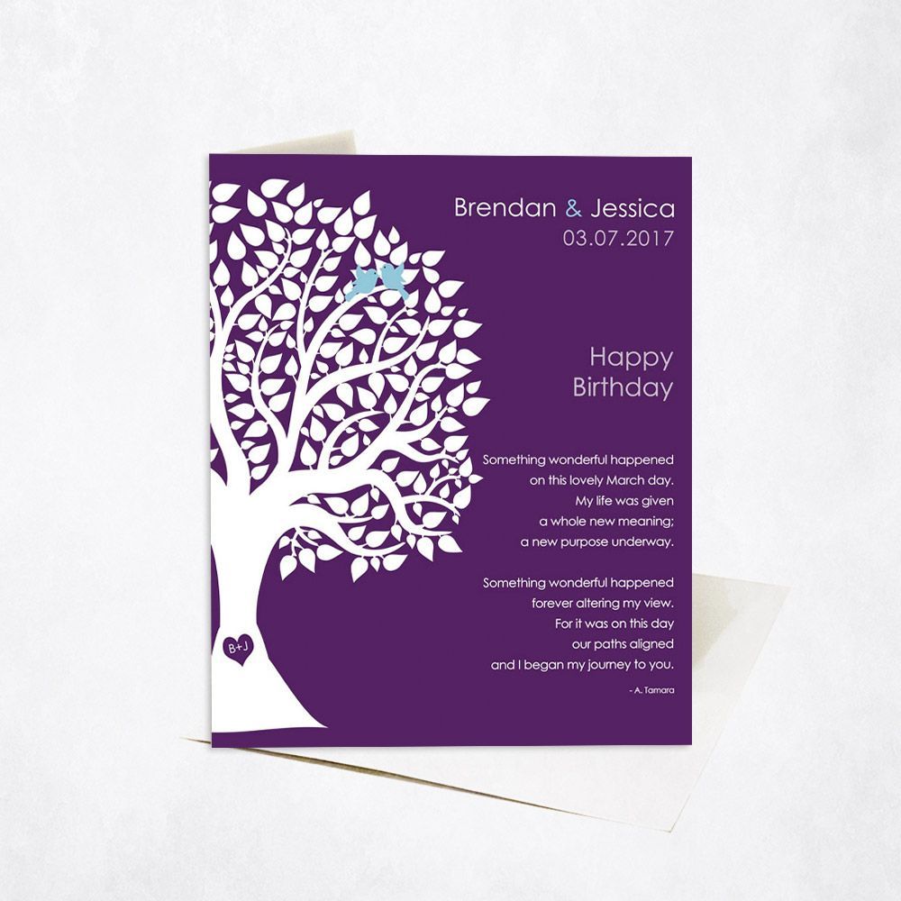 Half Silhouette Tree Spouse Birthday Card Gift for Spouse C-1715