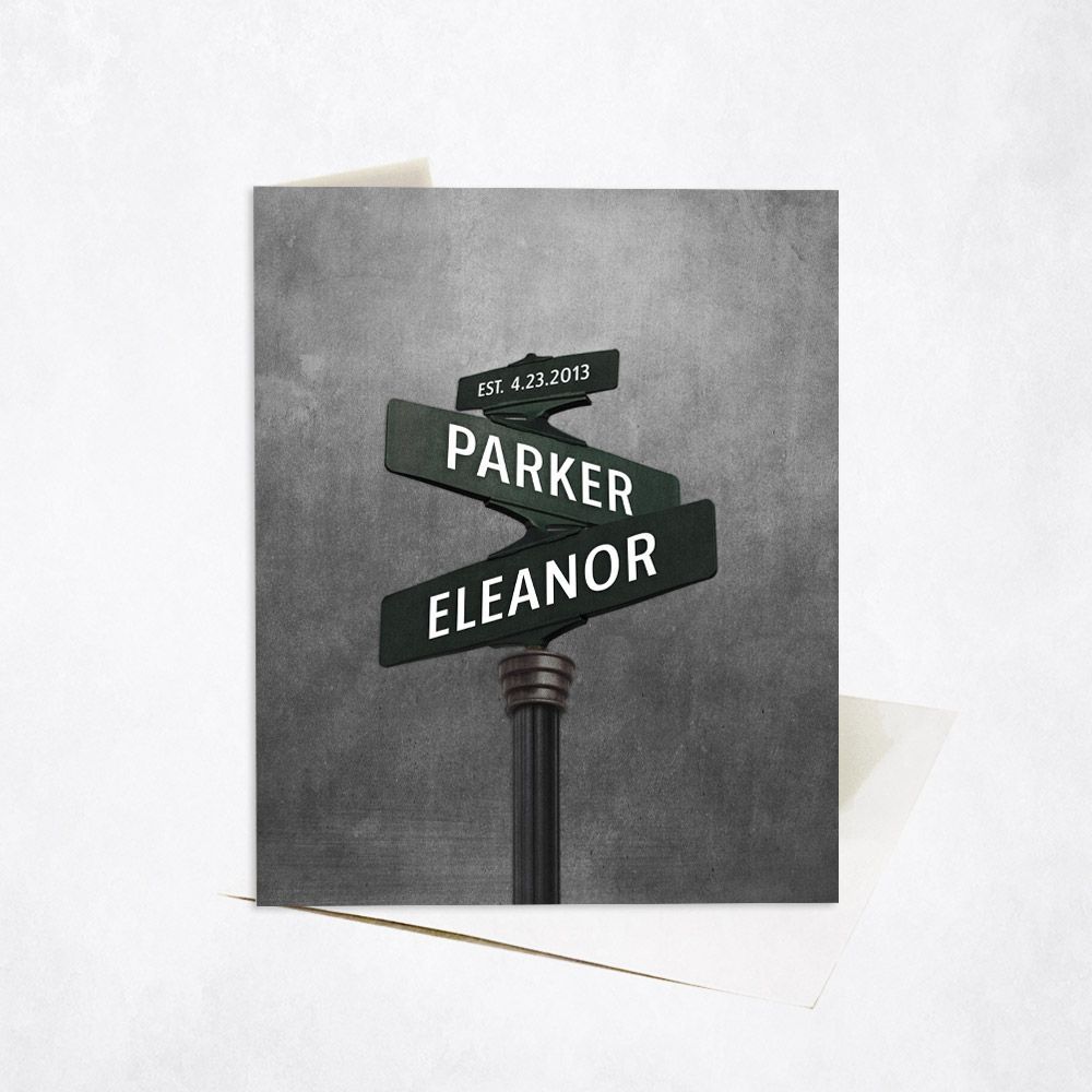 Tin Crossroads Signpost 10th Anniversary Card Gift for Couple C-1943