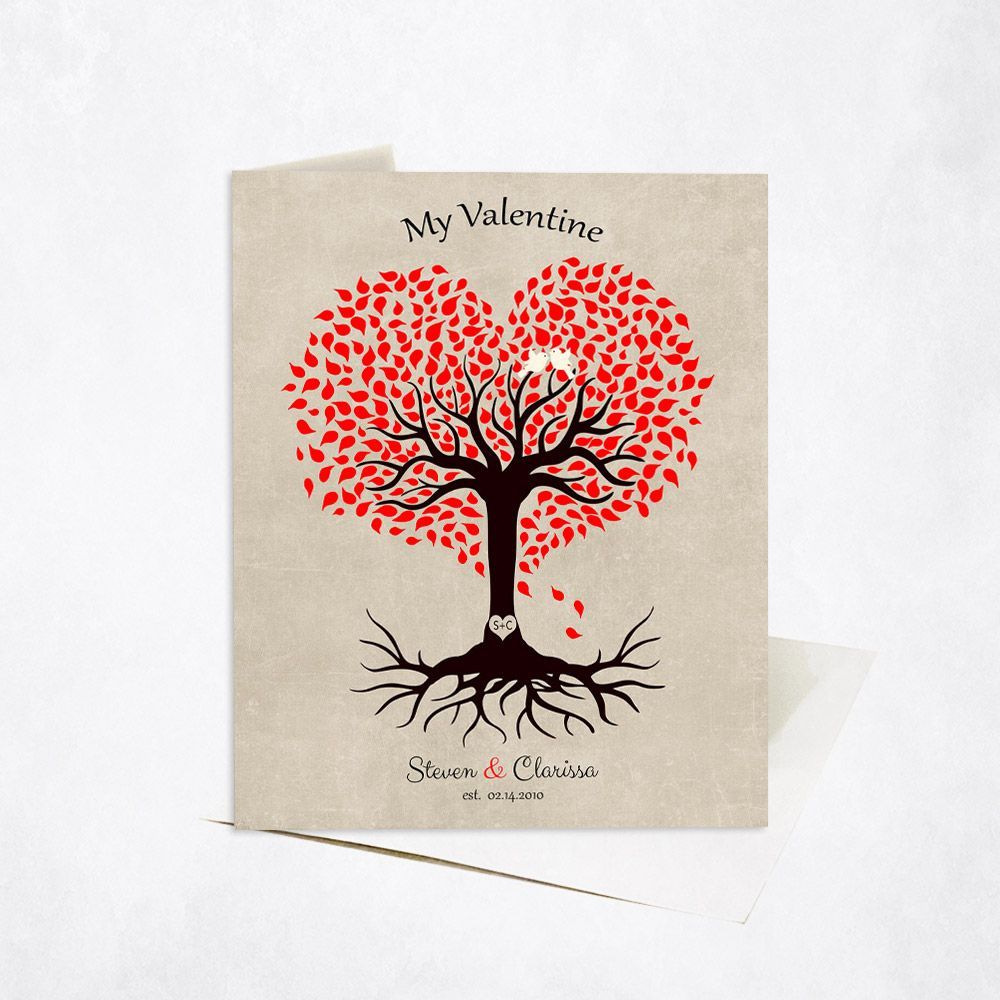 Heart Shape Tree Anniversary Stationery Card For Couple C-1815
