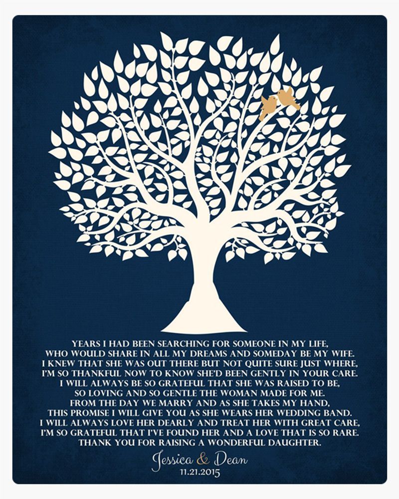 Blue Tree Silhouette Wedding Wall Plaque Gift for Mother Of The Bride LTC-1119