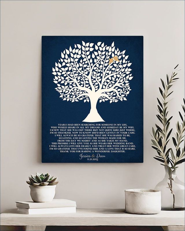 Blue Tree Silhouette Wedding Wall Plaque Gift for Mother Of The Bride LTC-1119